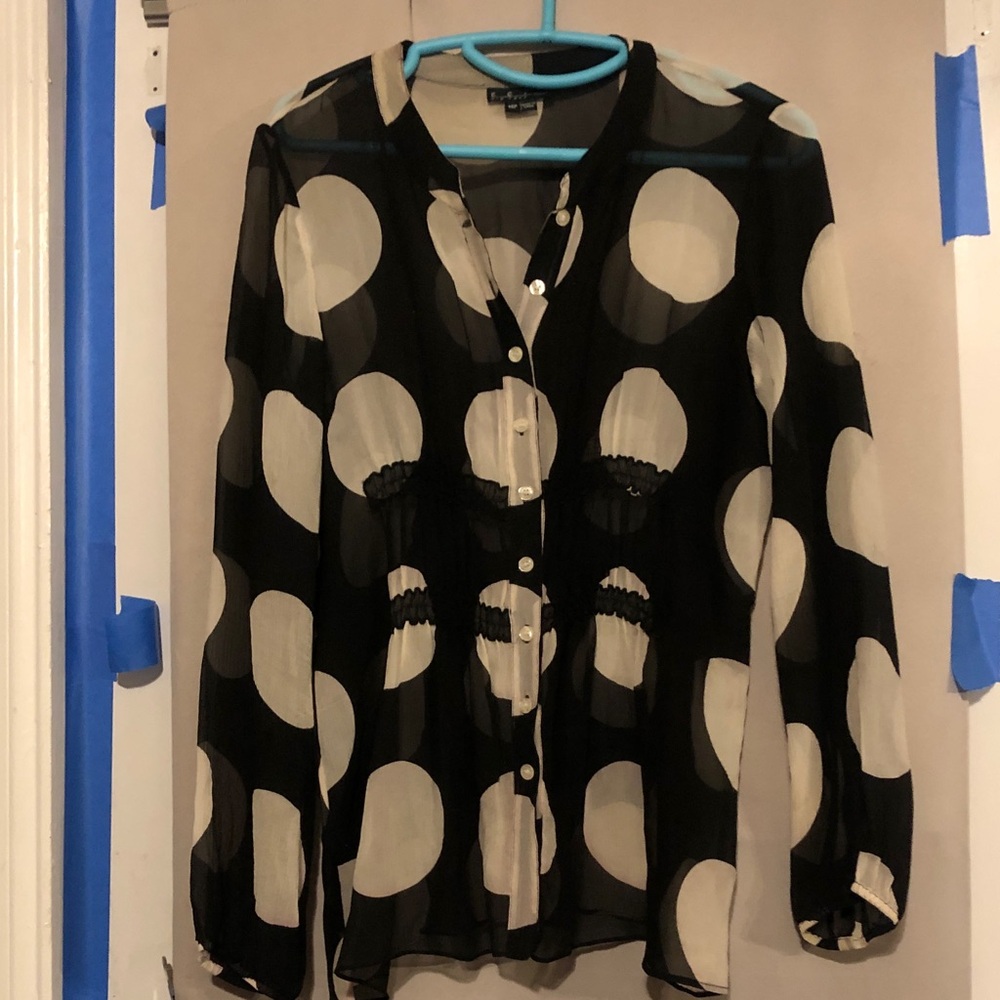 ECI Black and Cream Polka Dot Blouse